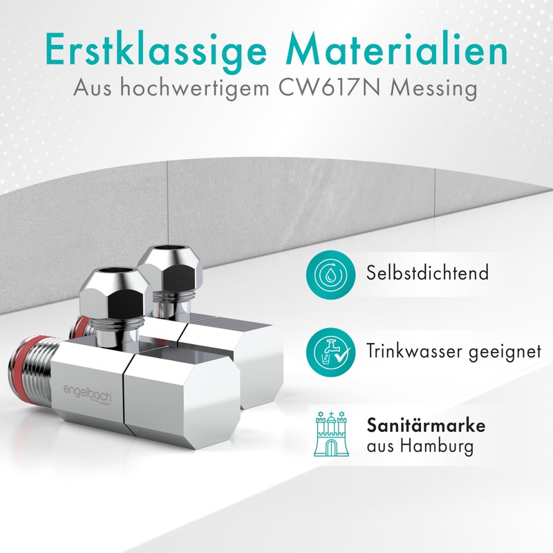 Engelbach® Universal Angle Valve 1/2 Inch Self-Sealing (Set of 2)