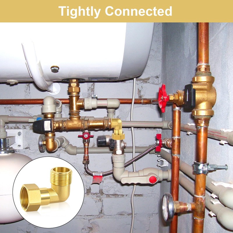 Brass movable screw connection, 2 pieces angle 90° 3/4 inch