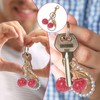 Cinsersr Keyring Beads, Cherry Pendant Key Fob Gold Bag Pendant,