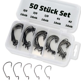 Piscorush Offset Worm Jig Hook Bass Fishing Hook 3X Strong High Carbon Steel Worm Hook Soft Bait Jigging Fish Hook Bass Trout