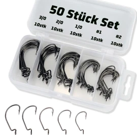 Piscorush Offset Worm Jig Hook Bass Fishing Hook 3X Strong High Carbon Steel Worm Hook Soft Bait Jigging Fish Hook Bass Trout