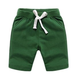 Haxico - Pantalones cortos deportivos de algodón sólido para niños y bebés, hasta la rodilla, para verano, Verde ejército, 120（5T）