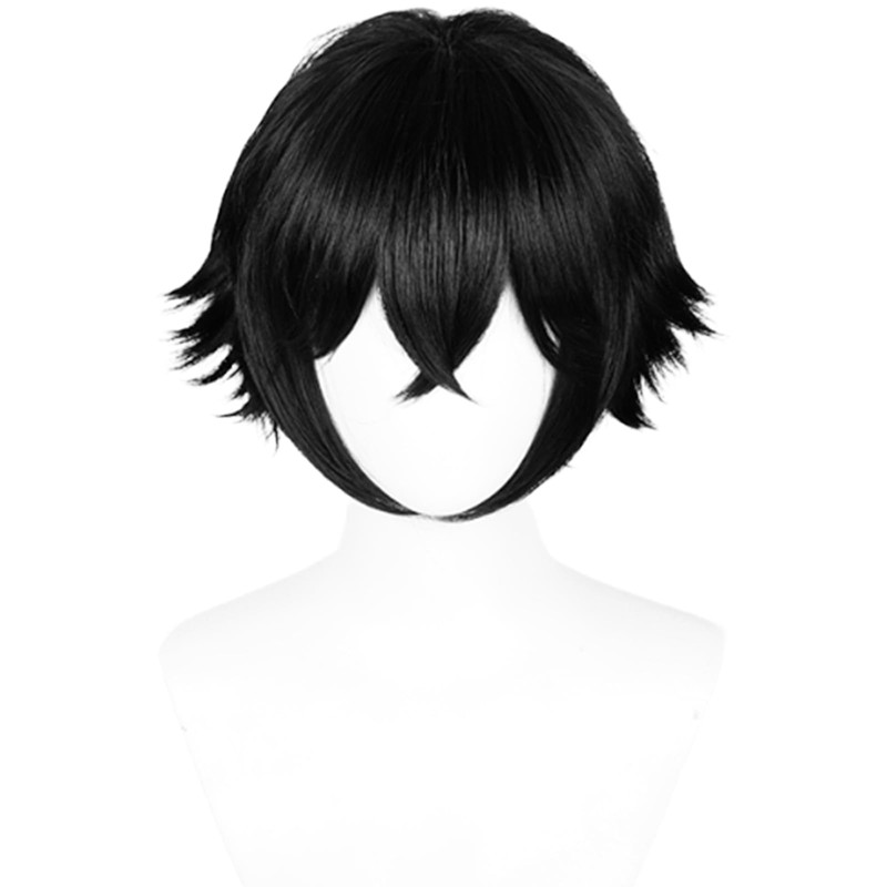 Aicos Dark Blue Cosplay Wig for Men Blue Short Anime