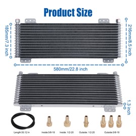 LokoCar Low Pressure Drop Transmission Oil Cooler LPD47391 4739 40,000 GVW with Mounting Hardware Silver