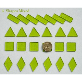 CHICSHIS 4 Shapes Large Transparent Mosaic Tiles for Mosaic Crafts, 200G Textured Stained Glass Supplies for Glass Mosaic Pieces, 70pcs Bulk Glass Mosaic Tiles for Glass on Glass Project, Green Grass