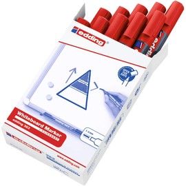 edding 363 whiteboard marker - red - 10 whiteboard pens - chisel tip 1-5 mm - whiteboard pen dry wipe - for whiteboards, flipcharts, pinboards, magnetic and memo boards - sketchnotes - refillable
