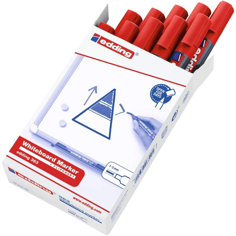 edding 363 whiteboard marker - red - 10 whiteboard pens