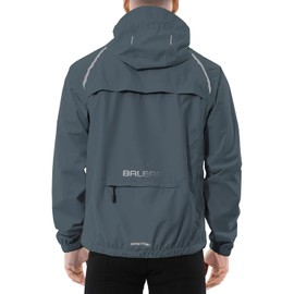BALEAF Men's Rain Jacket Waterproof Windbreaker Running Cycling Golf Hiking Gear Hood Lightweight Reflective Packable Steel Gray XL