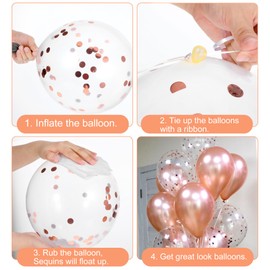 Happy Birthday Balloons, Birthday Decoration Women Rose Gold & Heart Foil Balloons, 25 cm Letter Banner for Children & Adults, Includes String & Easy to Fill