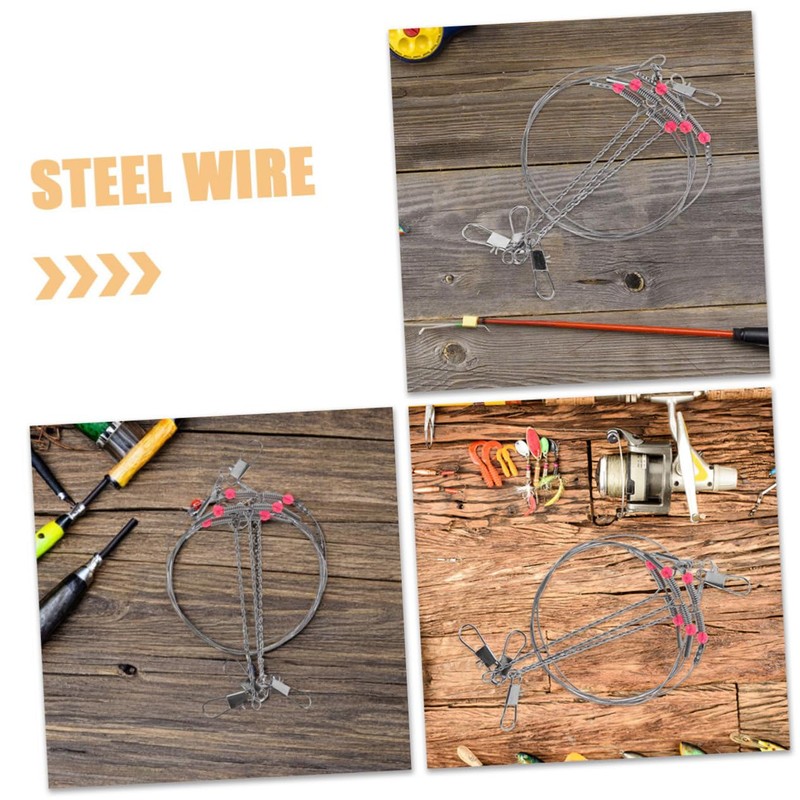 NOLITOY 5pcs Fishing Wire Leaders with Swivels Snaps Durable Tackle