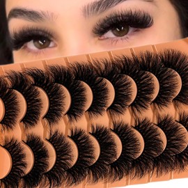 VOCOAK Mink Lashes Fluffy 20mm Long C Curl, 3D Volume Soft Faux Mink False Eyelashes,25mm Dramatic Cat Eye Strip Lashes Pack