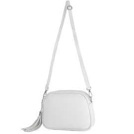 modamoda de - T238 Italian Women's Shoulder Bag Leather Medium, White, Sporty, elegant