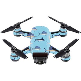 MightySkins Skin Compatible with DJI Spark Mini - Billfish Stripes | Protective, Durable, and Unique Vinyl Decal wrap Cover | Easy to Apply, Remove, and Change Styles | Made in The USA
