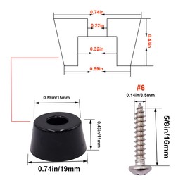 smseace 100PCS Black Rubber Feet Pad, 0.43inch H x 0.75inch D, Built-in Stainless Steel Gasket and Screws. Non-Slip, Small Rubber Feet for Furniture Electronics for Tables, Sofas, Cutting Boards Etc.