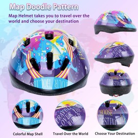 Fikomash Kids Helmet Adjustable Toddler Bike Helmet Pad Set for 3-5-8 Years Boys Girls with Knee and Elbow Pads Wrist Guards for Skateboard Skating Roller Skates Bicycle Protective Gear Set