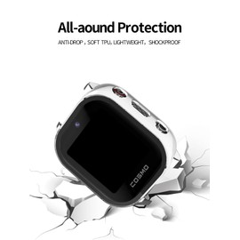 2 Pack for Cosmo JrTrack 4 / JrTrack 3 Case,Ultra-Thin Hard PC Protective Cover with Tempered Glass Film,BOVUGAC Case Cover for Cosmo JrTrack 4 / JrTrack 3 Kids Smart Watch Accessories-Clear