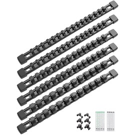 ALOANES 6PC Socket Organizer, Socket Rails Fit 1/2", 1/4" and 3/8" Drive