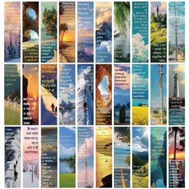 30Pcs Motivational Landscape Bookmarks Inspirational Page-Markers with Uplifting Quotes for Students Kids Teens Adults and Reading Lovers