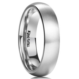 King Will Silver Domed BASIC 5MM Titanium Ring Wedding Ring For Men Women Couple Ring Brushed/Matte Comfort Fit 13