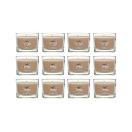 Yankee Candle Signature Votive Mini Candle Jar, Amber & Sandalwood Scent, Natural Soy Wax Blend Candle with Natural Fiber Wick, 1.3 OZ Glass Jar (Pack of 12)