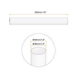 Rebower 14" Clear Plastic Rigid Pipe 36mm x 40mm(1.4" x 1.6") Acrylic Tube Round Polycarbonate Tubing, [for Plumbing, Hydraulics, Aquarium, DIY] - 2Pcs