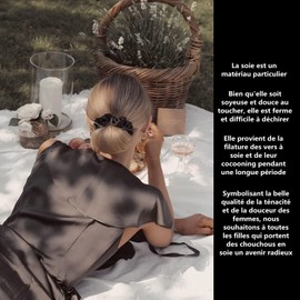 LATRAT 2 Pack Silk Hair Scrunchies Hair Accessories Anti Breakage and Anti-Friction for Women and Girls (Black)