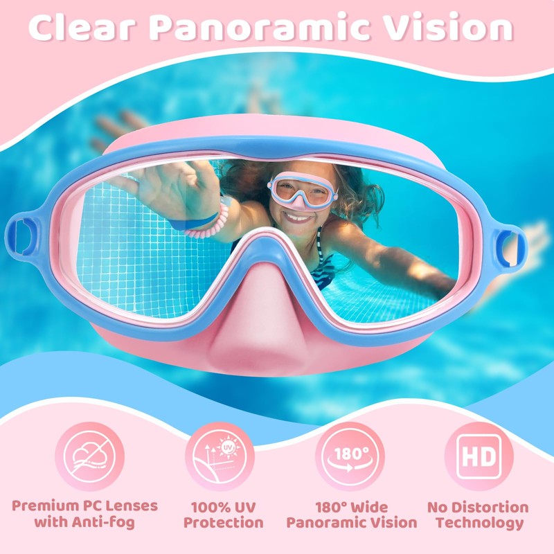 Vvinca Kids Swimming Goggles with Nose Guard