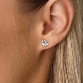 CERSLIMO Ohrstecker Herz 10mm Silber 925 Stecker AAA Zirkonia Infinity Unendlichkeitszeichen Ohrringe für Damen Freundin Mädchen Mama