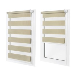 Double Roller Blind, No Drilling Required, Privacy Screen and Sun Protection, Klemmfix, Beige, 120 cm Wide (Fabric Width) x 120 cm High (Window Height), Duo Roller Blind for Window/Door,