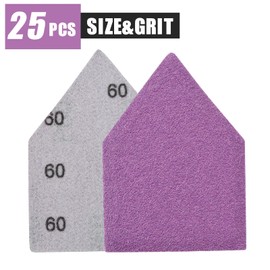 60 Grit Sandpaper 25PCS, 90mm x 65mm Triangle Sanding Sheets, Fits Milwaukee M12 Fuel Sander, Hook & Loop Detail Sander, White Fused Alumina Abrasive Sand Paper for Wood Finishing, Detail Sanding