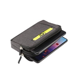 DFV mobile - Multipurpose Horizontal Belt Case 2 Compartments Zipper for Qin QF9 (2020) - Black (15 x 8 cm)