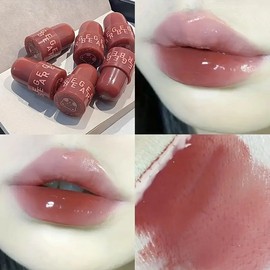 Gege Bear 6 Colors Hydrating Lip Gloss - Vibrant Lipstick, Long-Lasting, Lightweight, Non-Fading Jelly Mirror Finish, Korean Makeup, For All Skin Types (.18oz) (#06: Rembrandt Ruby, Large)