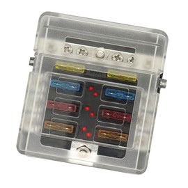 MAGICLULU Ways Car Fuse Box Holder with Labels LED Indicator for Vehicles Yachts Use Cover Negative Bus Pbt Material