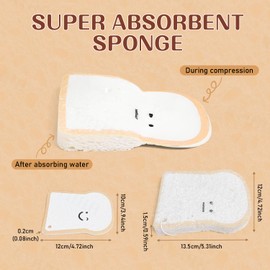 RYHHH Sponge Scourer, 'Pop-Up' Eco Sponges, (Emotional Toast) Non Scratch Scourers,Natural Cellulose,Texture Changing Washing Up Sponges For Dish, Household, Cookware, Odour Resistant，Pack Of 5