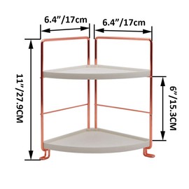 2-Tier Bathroom Countertop Organizer - Vanity Tray Cosmetic & Makeup Storage- Kitchen Spice Rack Standing Shelf - Corner Storage Shelf , Rose Gold