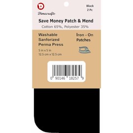 -Dimecrafts Iron-On 5in x 5in Poly-Cotton Mend & Repair Patches CT.2 Compare to Bondex (Black)
