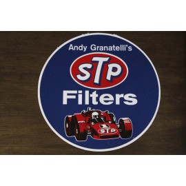 STP OIL COMPANY 1970 ANDY GRANATELLI STP FILTERS VINTAGE ORIGINAL STICKER DECAL INDY NOS 11-3/8"