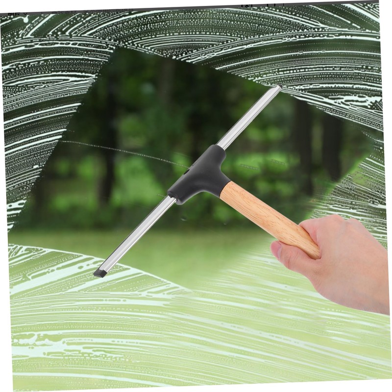 VICASKY Wooden Handle Glass Squeegee Multi Purpose Cleaning Tool for