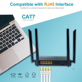 Hasworth Cable Ethernet Cat7 de 6 pies, cable plano de alta velocidad con conector RJ45 sin enganches para router, juegos, interruptor, módem (blanco)