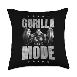 Pure Beast Power Inc Gorilla Mode | Weightlifting Gym Fitness Bodybuilding Beast Throw Pillow, 18x18, Multicolor