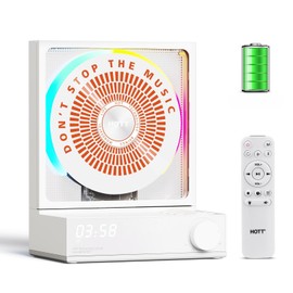 Bluetooth Desktop CD Player with RGB Color Light, HOTT Home Bluetooth CD Player, Hi-Fi Stereo Sound, with Remote Control, Support CD/Bluetooth/TF Card/Transfer/Timer/Optical Digital Output..