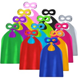 ADJOY Kids Superhero Capes and Masks 12 Sets - Birthday Party Super Hero Capes for Children