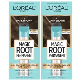 L'Oreal Paris Magic Root Rescue 10 Minute Root Hair Coloring Kit, Permanent Hair Color with Quick Precision Applicator, 100 percent Gray Coverage, 4 D
