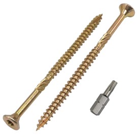 SKIR'CO (Pack of 40) Universal Zinc Plated Steel 5.0 x 120mm Yellow Wood Screws Countersunk Torx Head Type 17 Chipboard Screws (40, 5.0 x 120mm)