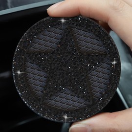 JNNJ 2 Stücke Auto Untersetzer rutschfest Auto Getränkehalter, PVC-Auto-Getränkehalter-Untersetzer, Kristall Strass Auto Untersetzer, Autos Untersetzer Beliebter Getränkehalter Einsatz(Schwarz)