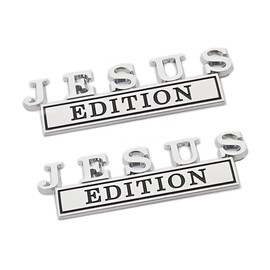 2pcs Metal Jesus Edition Emblem Sticker Badge Replacement for Universal Car Truck, RV, Scooter, SUV (Silver Black)