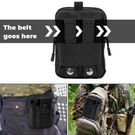 AYMQC Tactical Waist Bags EDC Molle Bag Compact Belt Bag Multifunctional Bum Bag for Hiking Camping Cycling Running Fishing (Black)