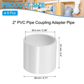 PATIKIL 2" PVC Pipe Coupling Adapter, 6 Pcs PVC Pipe Fitting Slip Socket Connector Furniture Grade for Building Pool Product Greenhouse Garden