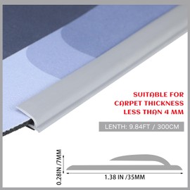 Nuanchu 10 Feet Carpet to Tile Floor Transition Strip PVC Grey Self Adhesive Carpet Binding Tape Edge Trim Strips a Height Less Than 4 mm Molding Transition Strip for Edge Wrapping Doorway Rug Door