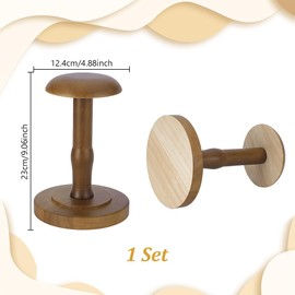 AHANDMAKER Wooden Hat Stand for Table Vintage Style Dome Shaped Hat Holder Display Stand Cap Organiser and Display Stand for Fedora Sun Hats Straw Hats Wig 124 x 230 mm